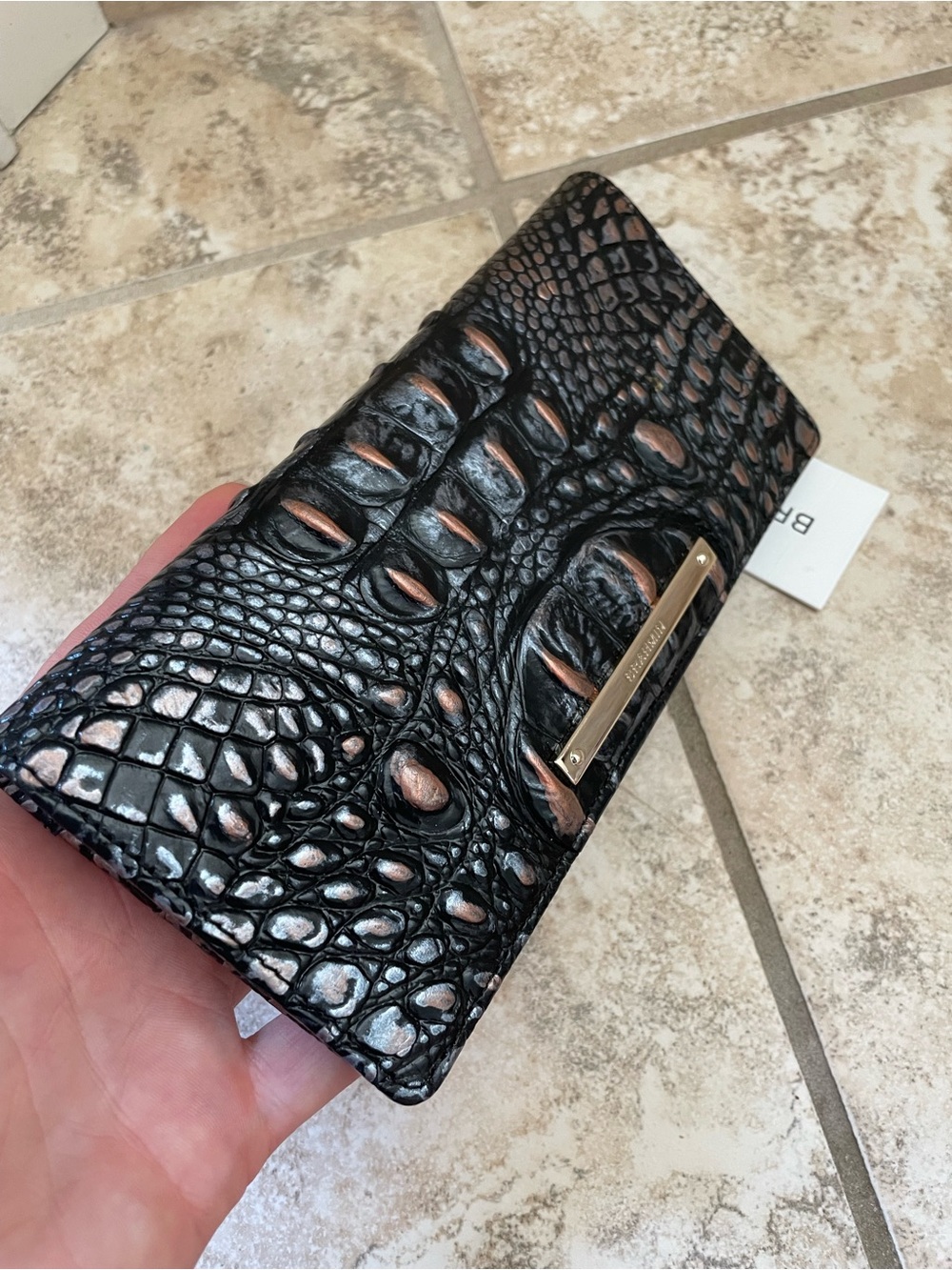 Brahmin rare dusk ady Copper Croc-Embossed Leather wallet nwt - Picture 6 of 8